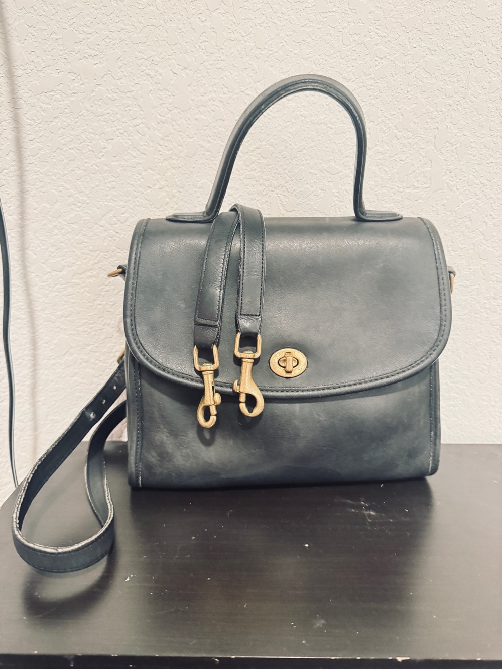 Vintage Coach Mason Leather Top-Handle Satchel with Gold Hardware